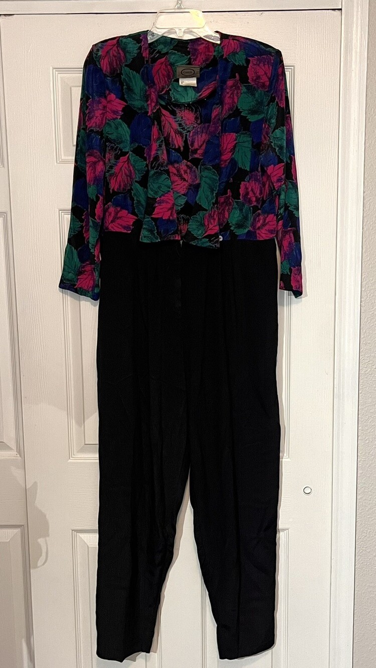 Vintage CAMI 70s 80s Womens Union Canada Floral Jumpsuit 30” Inseam Size L